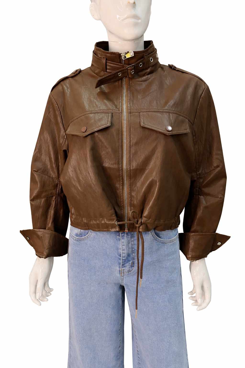 Chaqueta Ecocuero café