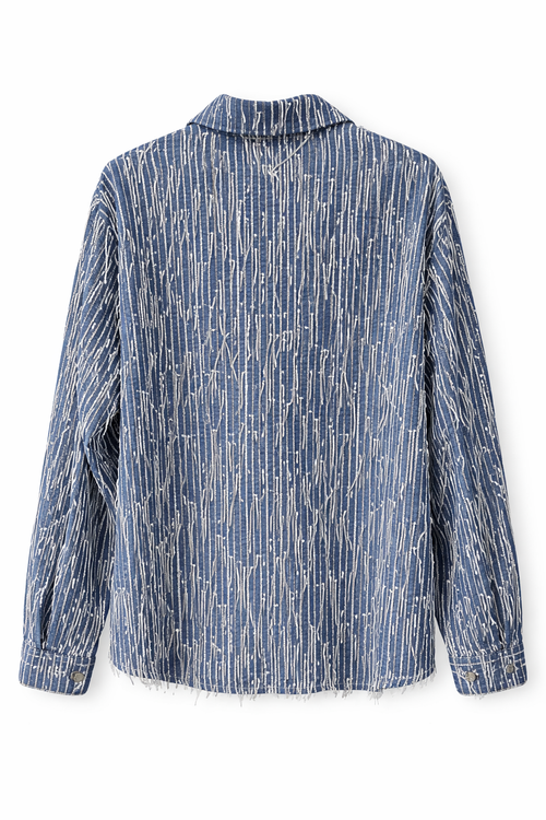 Chaqueta Denim Azul con Bordado y stras de lentejuelas