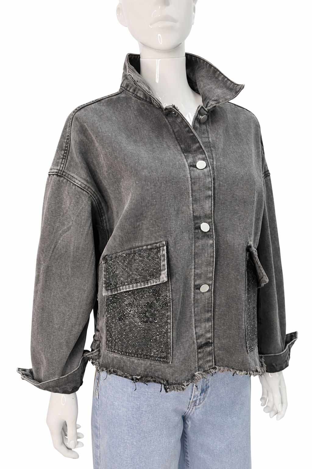 Chaqueta bolsillos brillo