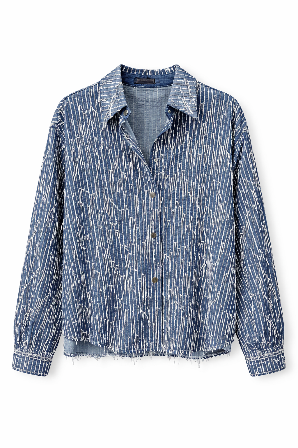 Chaqueta Denim Azul con Bordado y stras de lentejuelas